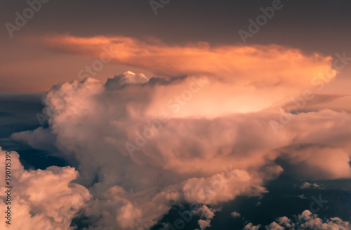 clouds in the sunset aerial