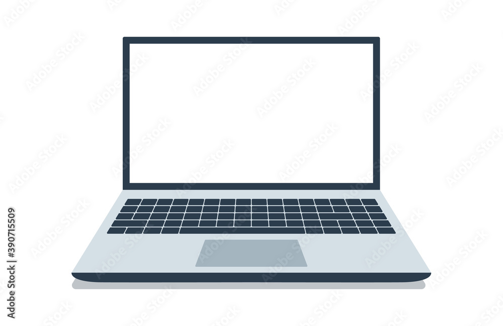 Open laptop with white screen. laptop layout in flat style isolated on white background, device screen layout. Vector illustration.Moondes_07-10-2020-1 Open laptop with white screen. laptop layout in flat style isolated on white background, device screen layout. Vector illustration.Moondes_07-10-2020-1