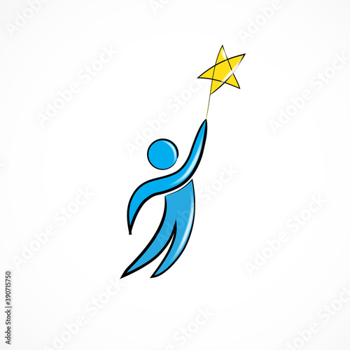 People reach a star successful symbol icon logo vector