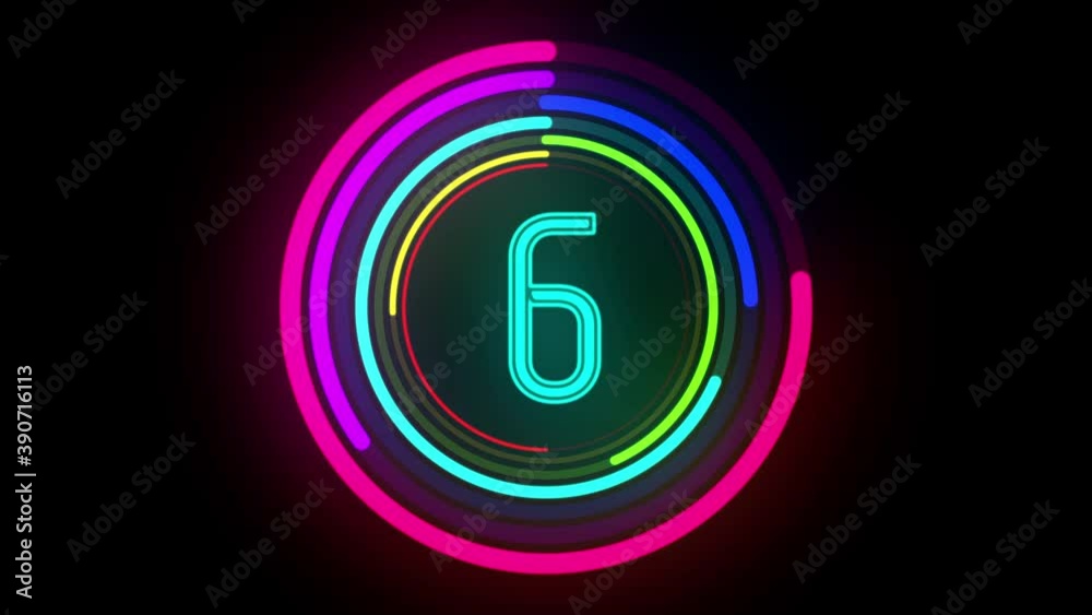 Colorful Glow 10 seconds Countdown Animate In and Out - Seamless Loop animation on black background Colorful Glow 10 seconds Countdown Animate In and Out - Seamless Loop animation on black background
