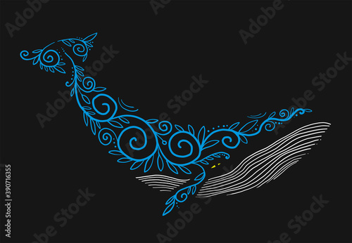 Wild Whale with Ethnic Ornaments
