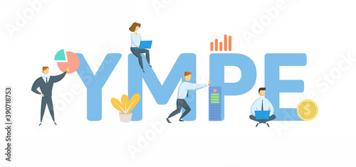 YMPE, Year's Maximum Pensionable Earnings. Concept with keyword, people and icons. Flat vector illustration. Isolated on white background.