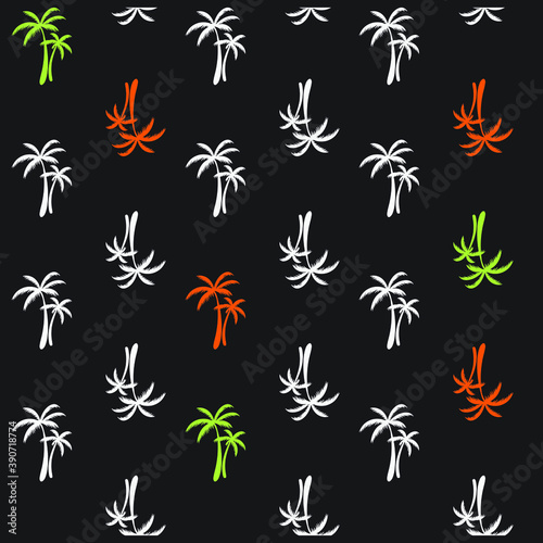 Island and palm trees hand drawing sketch line in seamless pattern vectoe for fashion fabric and all prints on white background © delacroix7
