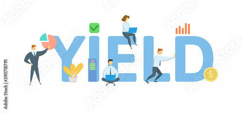 YIELD. Concept with keyword, people and icons. Flat vector illustration. Isolated on white background.