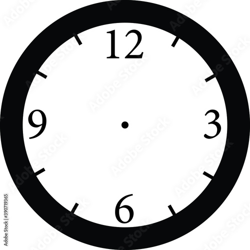 black and white vector clock illustration