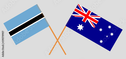 Crossed flags of Botswana and Australia