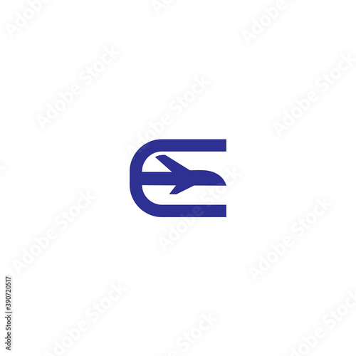 E Plane Logo Simple Design