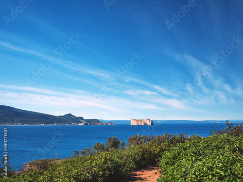 View on the famous Perce rock, Gaspesie, Quebec, Canada photo