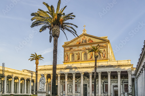 Papal Basilica of Saint Paul Outside the Walls (Basilica Papale di San Paolo Fuori le Mura, 1840) - one of four major basilicas in Rome, Italy.