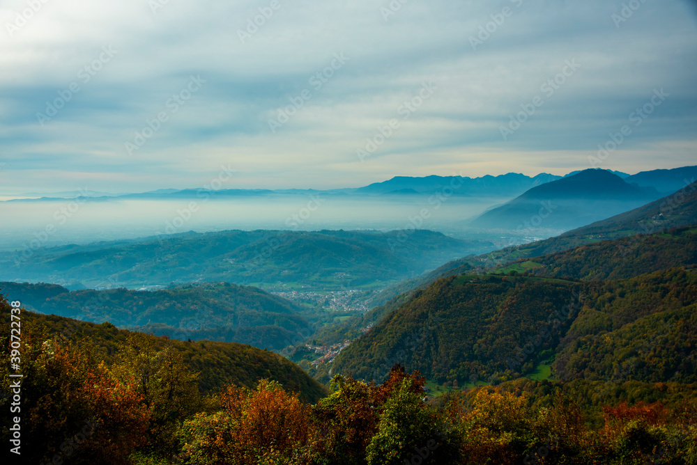 mist between hills in autumn two