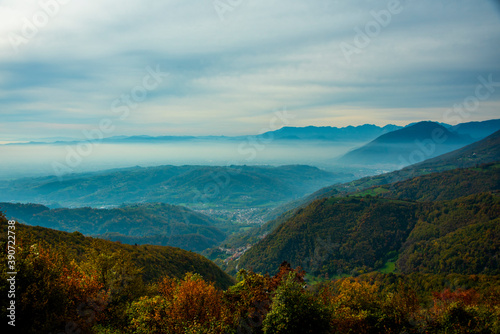 mist between hills in autumn two