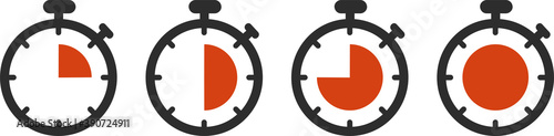 Set of timer icon set. Countdown timers. Stopwatch symbol on a transparent background. Vector