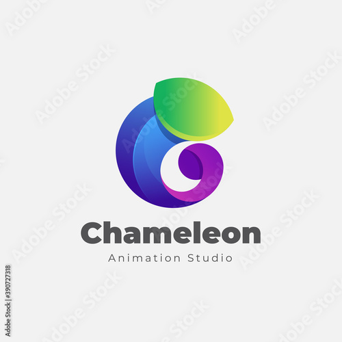 Gradient colorful chameleon logo. Vector illustration
