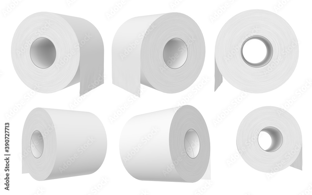 3D rendering - High resolution image white toilet roll unfurled template isolated on white background, high quality details