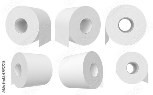 3D rendering - High resolution image white toilet roll unfurled template isolated on white background, high quality details