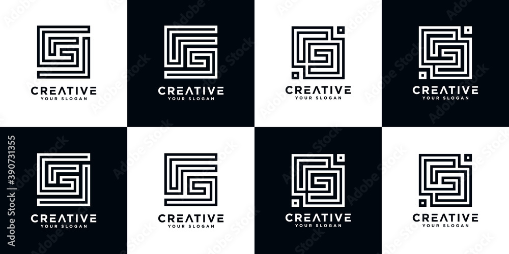 Set of abstract initial letter g, logo design template. icons for business of luxury,elegant,simple. Set of abstract initial letter g, logo design template. icons for business of luxury,elegant,simple.