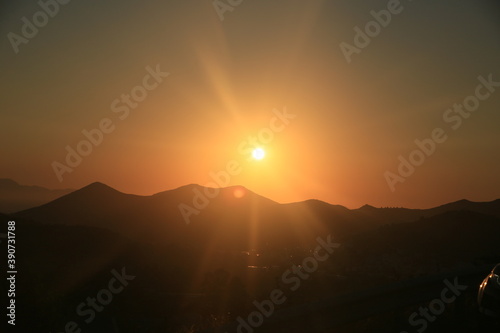 Warm Sunset in Turkish mountains in Bodrum, Mugla
