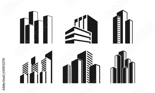 Skyscraper building for office set illustration vector