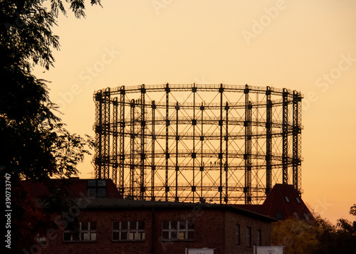 Gasometer gas building landscape in Schoneberg Berlin Germany