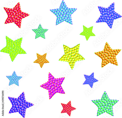 Colorful beads stars background. Izolated vector illustration. Use for printing, posters, T-shirts, textile drawing, print pattern. 