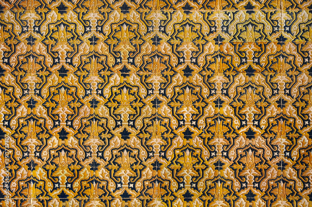 Beautiful tiled wall in the Plaza de España (Spain Square). Seville, Spain