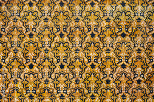 Beautiful tiled wall in the Plaza de Espa  a  Spain Square . Seville  Spain