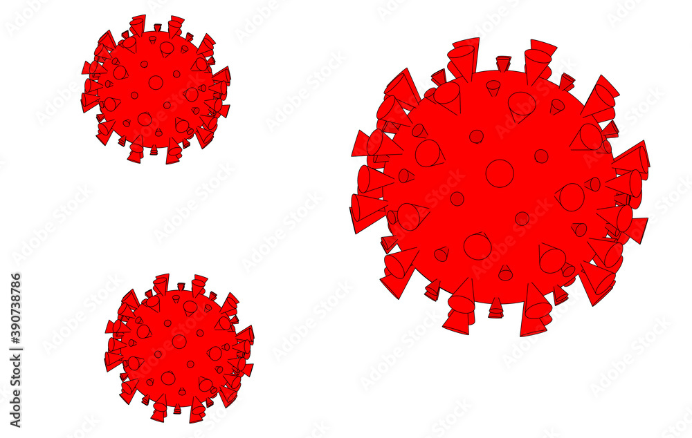 covid 19 drawn in red with 3d graphics. Illustration for coronavirus, variant, omicron, pollen, virus, dust, star, sars. The vaccine is the solution!