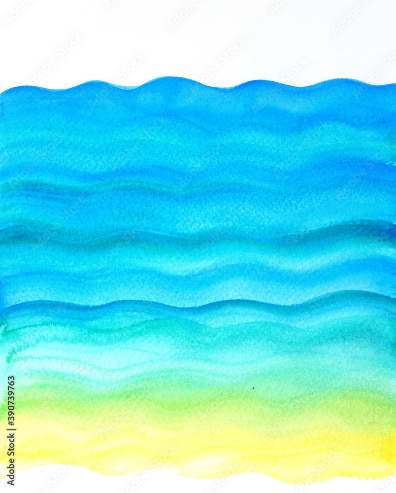 Blue watercolor background, water flow, waves Blue watercolor background, water flow, waves