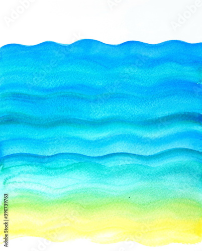 Blue watercolor background, water flow, waves © Dana