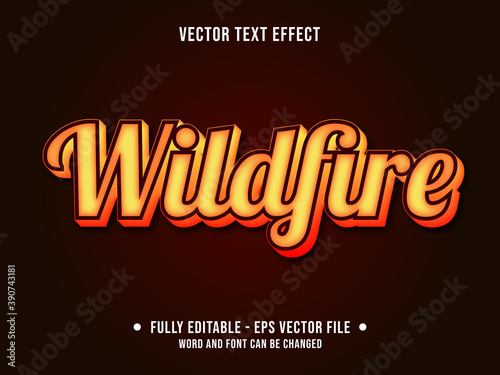 Editable text effect - wildfire red and orange gradient color modern style 