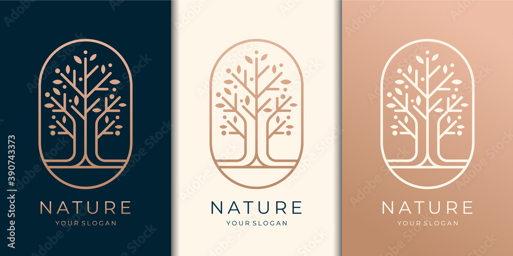modern tree logo template. logo suitable for spa salon, skin hair, beauty, boutique and cosmetic, company.Premium Vector