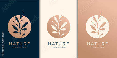 feminine and nature, logo suitable for olive oil, spa ,salon, skin hair, beauty, boutique and cosmetic, company.Premium Vector