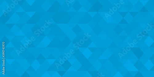 Blue Gradient Background with Low Poly Triangle Pattern. Shiny Crystal Geometric Faceted Texture. Vector Graphic for Web, Mobile Interfaces or Print Design. Horizontal Layout.