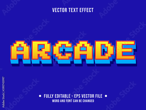 Fototapete Editable text effect - retro arcade game yellow and orange gradient color modern