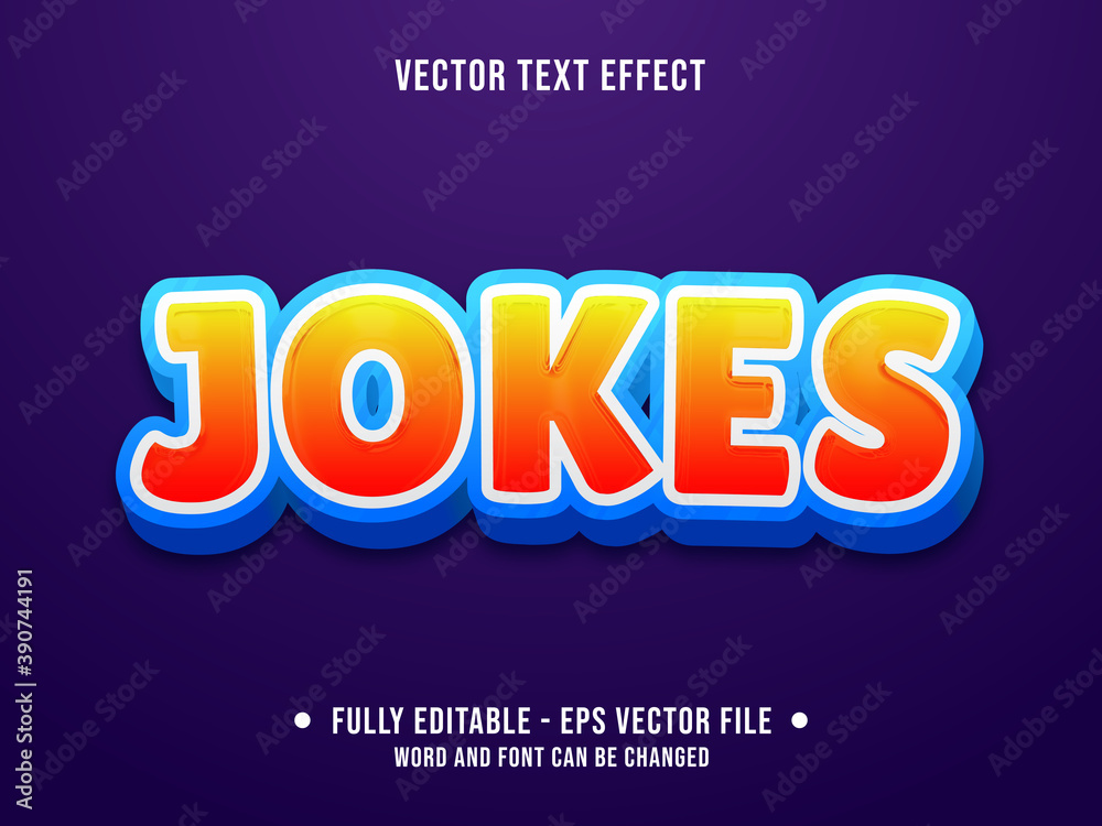 Editable text effect - jokes yellow and orange gradient color modern style	
