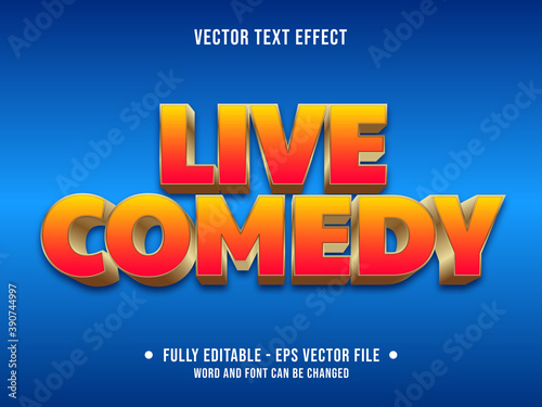 Editable text effect - live comedy yellow and orange gradient color modern style	
