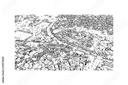 Building view with landmark of Chhindwara is a city in India. Hand drawn sketch illustration in vector. photo