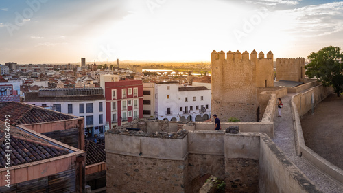 BADAJOZ, SPAIN - Sep 01, 2019: Alcazaba Castle, Battlements, pathways, and towers of Badajoz Muslim wall photo