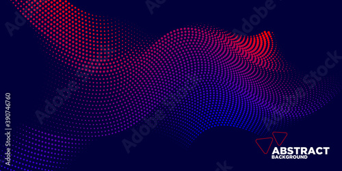 Modern colored poster for sports. Wave with dots created using blend tool - Vector Illustration