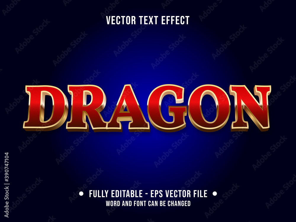 Editable text effect - dragon royal red and gold color gradient classic style	
