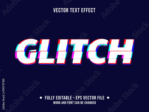 Editable text effect - glitch error neon blue and neon pink color modern style
