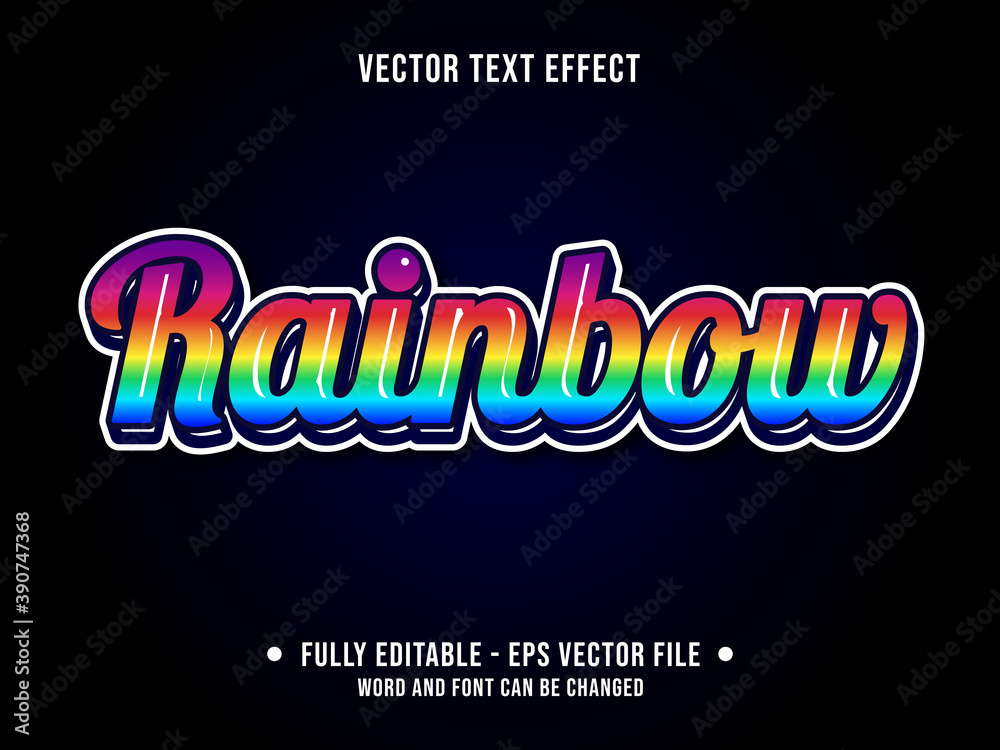 Editable text effect - rainbow color gradient modern style	
