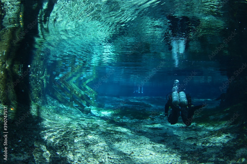 Diver in crystal blue Spring Diver in crystal blue Spring