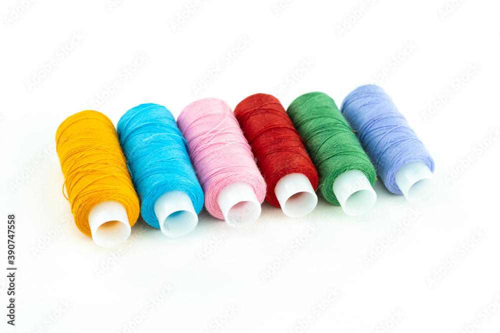 Set skein of thread multi-colored red, blue and orange material for embroidery Set skein of thread multi-colored red, blue and orange material for embroidery