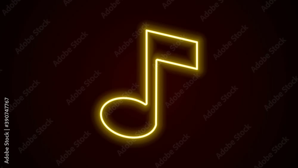 Glowing neon line Music note, tone icon isolated on black background. 4K Video motion graphic animation Glowing neon line Music note, tone icon isolated on black background. 4K Video motion graphic animation