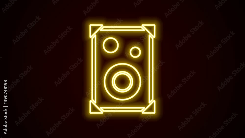 Glowing neon line Stereo speaker icon isolated on black background. Sound system speakers. Music icon. Musical column speaker bass equipment. 4K Video motion graphic animation Glowing neon line Stereo speaker icon isolated on black background. Sound system speakers. Music icon. Musical column speaker bass equipment. 4K Video motion graphic animation