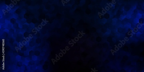 Dark blue vector background with hexagonal shapes.