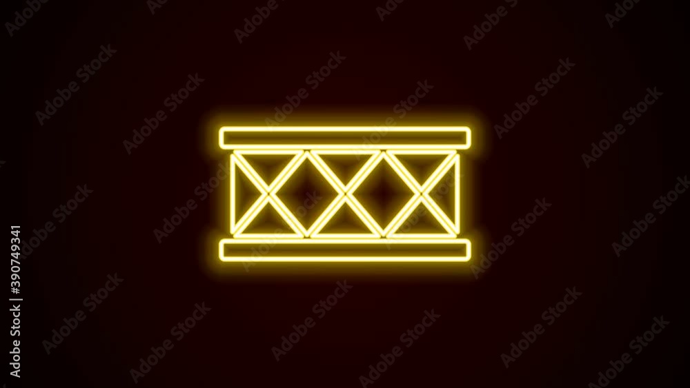 Glowing neon line Drum icon isolated on black background. Music sign. Musical instrument symbol. 4K Video motion graphic animation Glowing neon line Drum icon isolated on black background. Music sign. Musical instrument symbol. 4K Video motion graphic animation