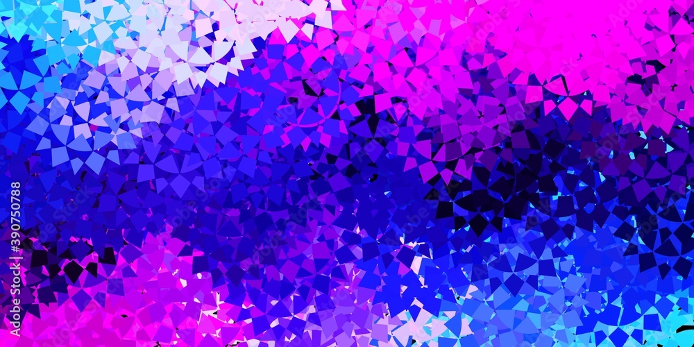 Dark pink, blue vector background with polygonal forms.