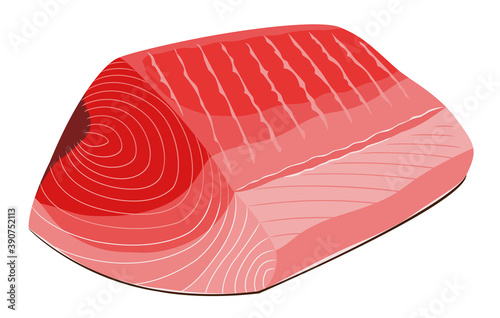 Raw tuna block against white background